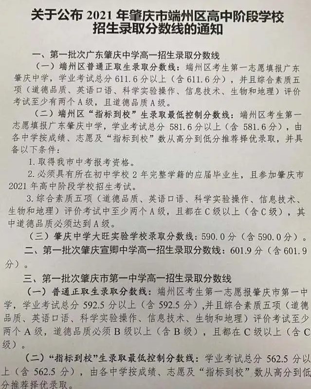 2、肇庆高中录取分数线：肇庆高中录取分数线如何七青中学今年有多少学生达到了线？ 