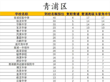 2022上海中考各校名额分配到校预估一览表(图11)