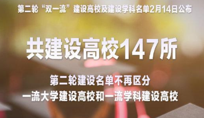 第二轮双一流建设高校名单公布 2022第二轮双一流建设高校名单汇总